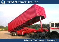 Triple Axles 60 - 80 Ton Construction Dump Trailer Hydraulics , Sand dumping trailer supplier