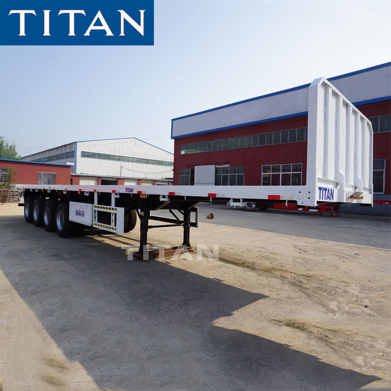 TITAN 50/60/70 ton 4 axles flatbed trailers with container lock  flatbed semi trailer supplier
