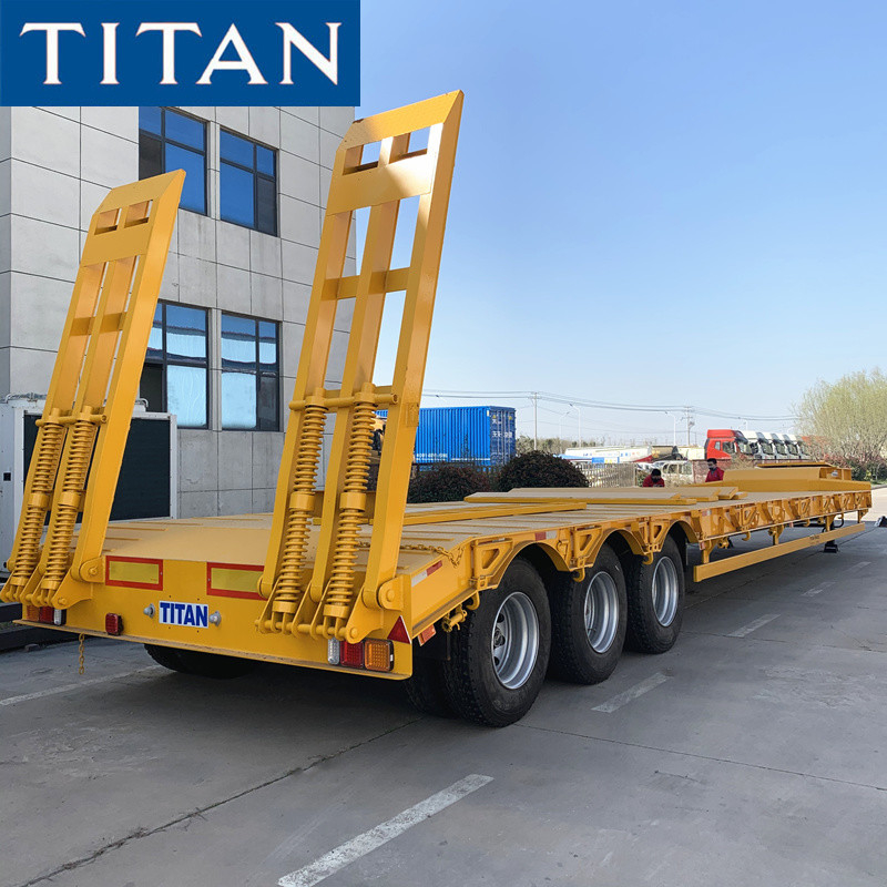 TITAN 3 axle 80 tonne heavy duty equipment lowbed trailer truck supplier